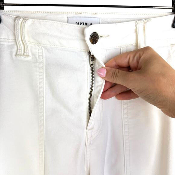 Pistola White Stretch Denim Patch Pocket High Rise Cropped Skinny Pants - Picture 6 of 9